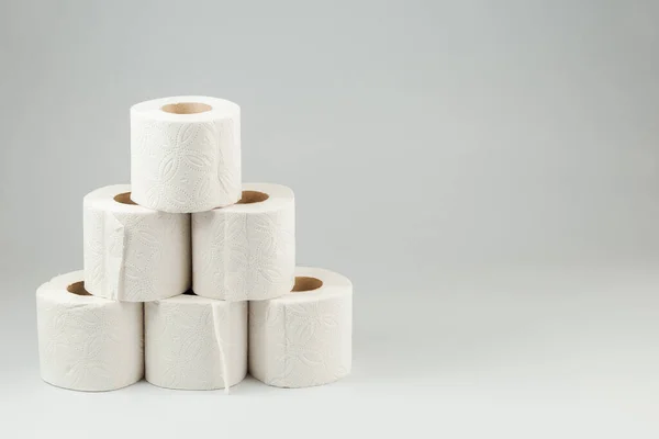 Pyramid Toilet Paper Rolls Gray Background 원문을 — 스톡 사진