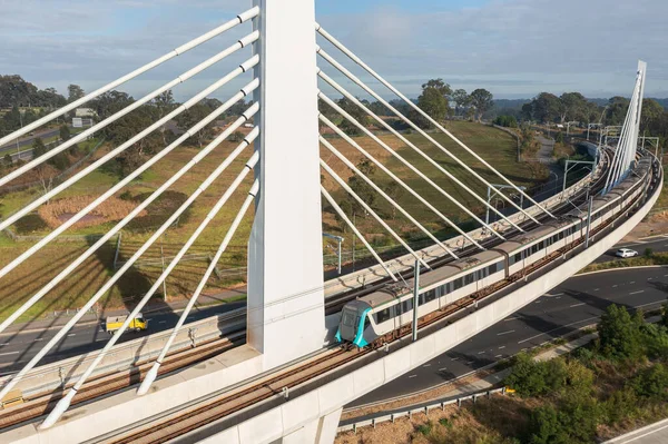 Sydney Metro Train Traversing Bridge Windsor Rouse Hill Nsw Australia — Stock Photo, Image