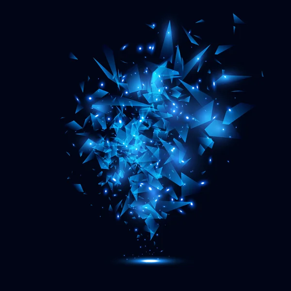 Explozie vectorială în stil albastru techno. Banner de explozie poligonală abstractă . — Vector de stoc