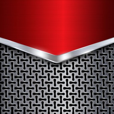 Metal arka plan. Kırmızı krom. Metal ızgara. Vektör çizim