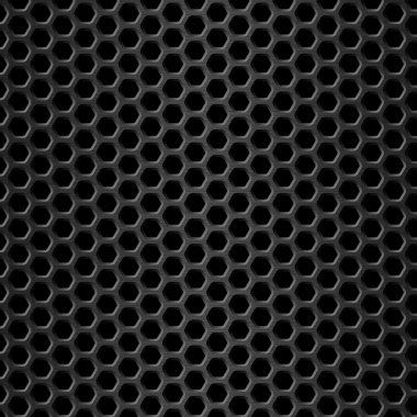 Honeycomb background. Black metal texture. Vector illustration. Geometric pattern of hexagons