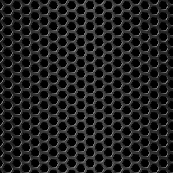 Honeycomb background. Black metal texture. Vector illustration. Geometric pattern of hexagons