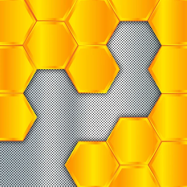 Abstract metal background. Geometric background with hexagons. Vector design template — 图库矢量图片