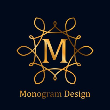 M harfi logosu. Monogram Tasarım Elemanı. Kraliyet logo vektör şablonu