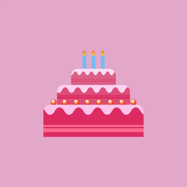 Birthday cake flat icon. Vector illustration — Stock Vector
