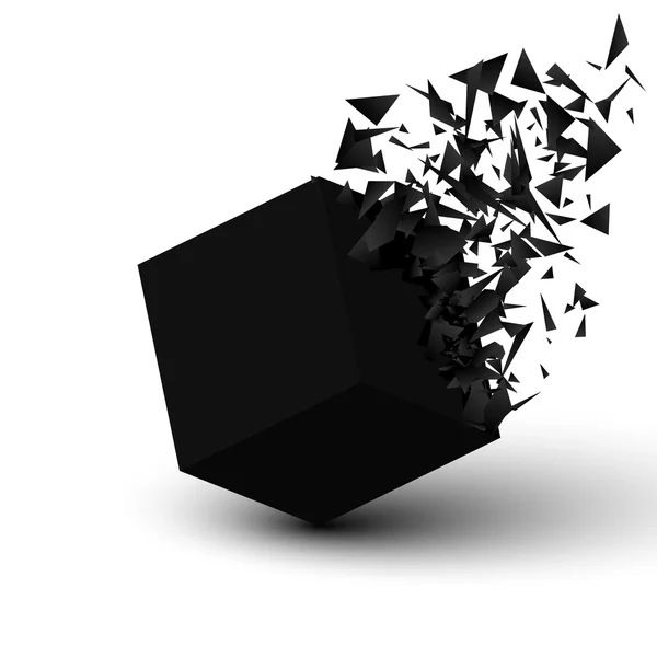 黒い立方体の爆発抽象的な幾何学的背景。ベクトルイラスト — ストックベクタ