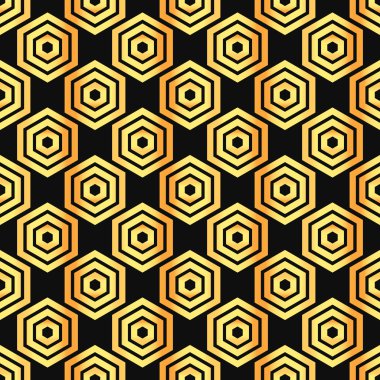 Abstract seamless geometric pattern. Gold pattern on a black background. Vector illustration