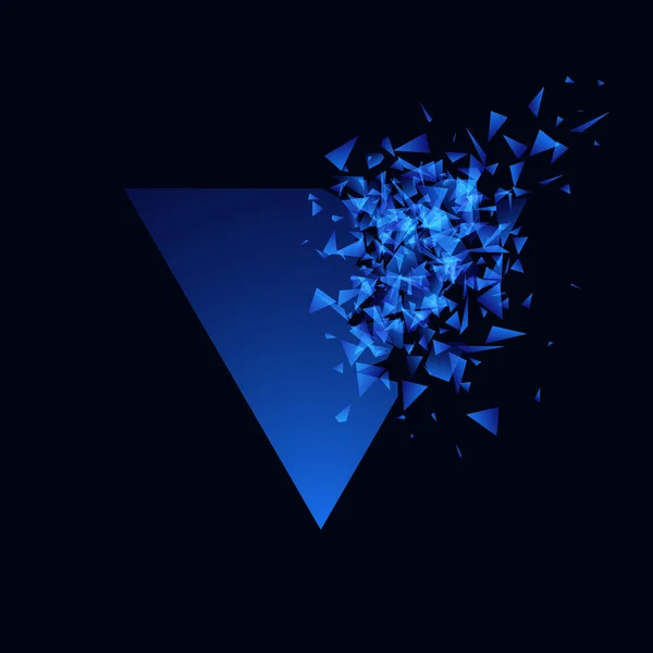 Blauw techno stijl vector explosie. Abstracte veelhoekige explosie banner. Geometrische achtergrond — Stockvector