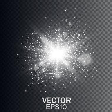 Beyaz parlak ışık şeffaf ile patlama patlama. Parlama ışık efekti.