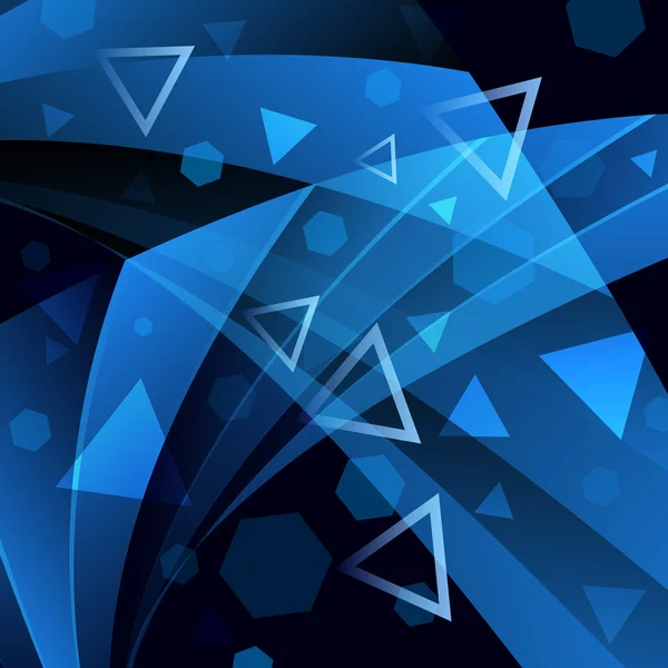 Μπλε φόντο γεωμετρικά με ρίγες και τρίγωνα — Διανυσματικό Αρχείο