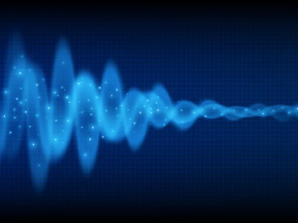 声波。音乐背景。能量流。音频波形设计。抽象的技术背景 — 图库矢量图片