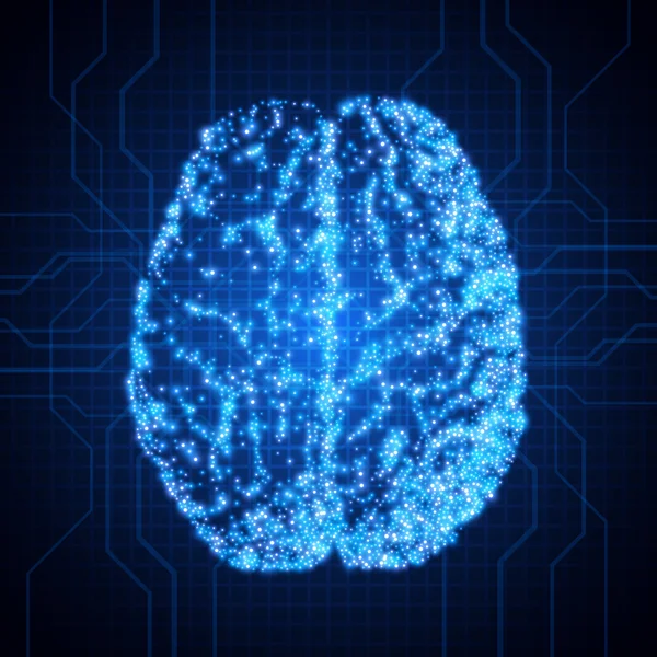 Cérebro. Fundo com cérebro. O conceito de pensar. Neurônios cerebrais. Antecedentes tecnológicos abstratos — Vetor de Stock