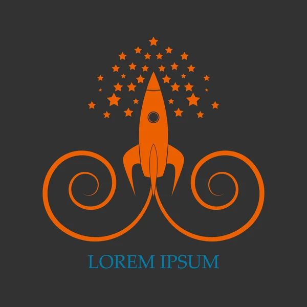 Icono de cohete. Logo del cohete. Concepto de inicio. Icono plano del cohete. Ilustración vectorial — Vector de stock