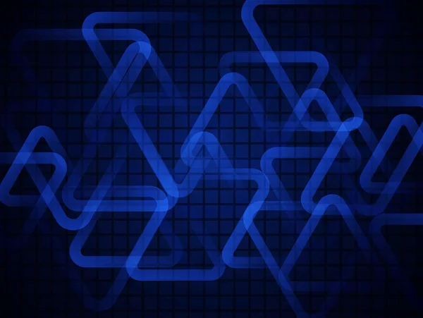 暗蓝色发光的三角形。抽象的技术背景。几何背景 — 图库矢量图片
