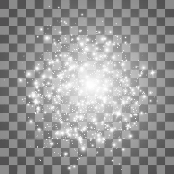Parlama ışık efekti. Stardust şeffaf bir arka plan üzerinde. Işık şeffaf arka plan yok. Vektör çizim.