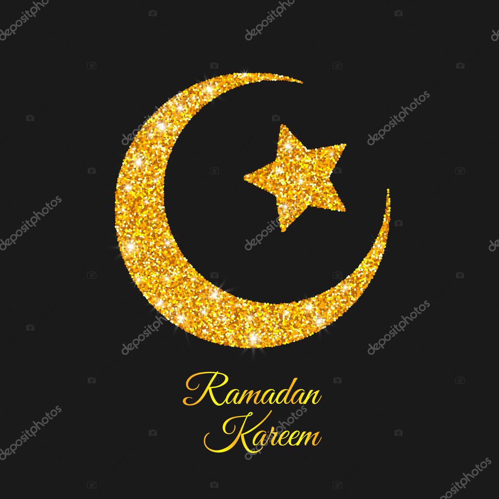 Ramadan Kareem. Ramadan de maan. Gouden halve maan en 