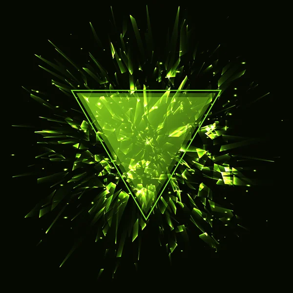Háromszög alakú keret. Absztrakt zöld vektor robbanás. Vektoros illusztráció — Stock Vector