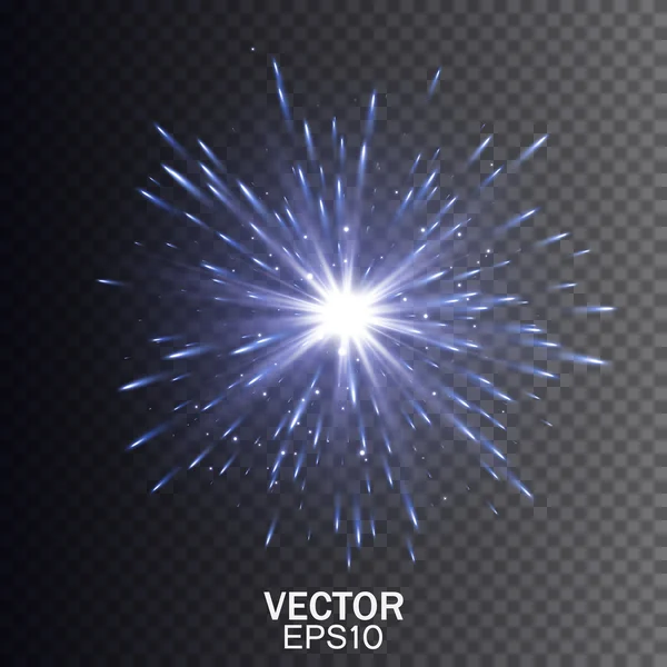 Lichte glanseffect. Ster uitbarsting met sparkles. Transparante lichteffect. Vector explosie. — Stockvector