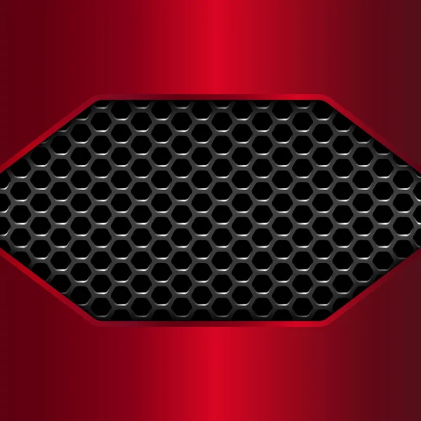 Patrón geométrico de hexágonos con placas de metal rojo. Ilustración vectorial — Vector de stock