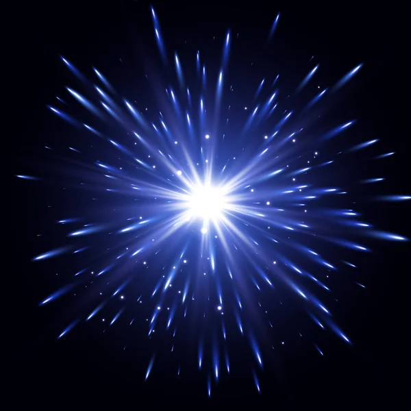 Efecto de luz brillante. Estrella reventó con destellos. Efecto de luz transparente. Explosión vectorial — Vector de stock