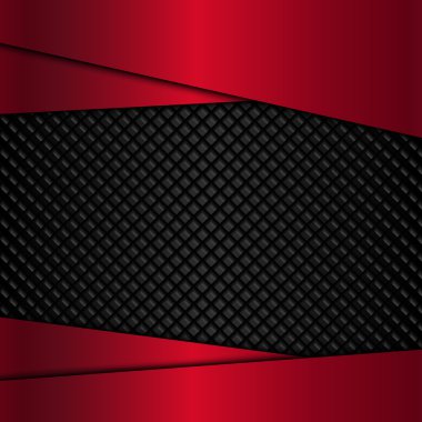 Siyah metal doku üzerinde kırmızı metal plaka. Vektör çizim