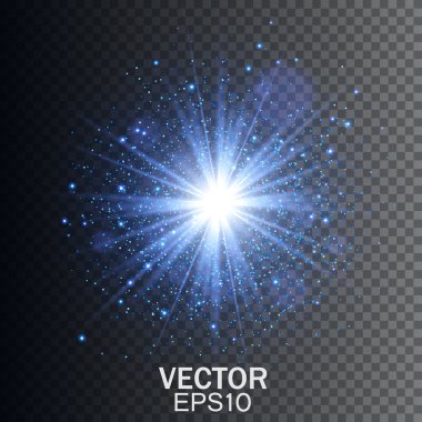 Şeffaf ışık efekti. Parıltılı yıldız patlaması