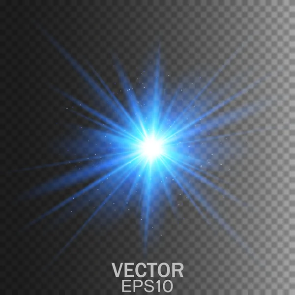 Efecto de luz brillante. Explosión de estrella con destellos de lente brillante. . — Vector de stock