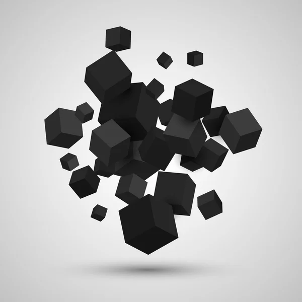 Cubos 3d. Fundo geométrico vetorial com cubos pretos . —  Vetores de Stock