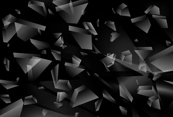 Explosión abstracta en 3D negro. Vidrio roto. Ilustración vectorial — Vector de stock