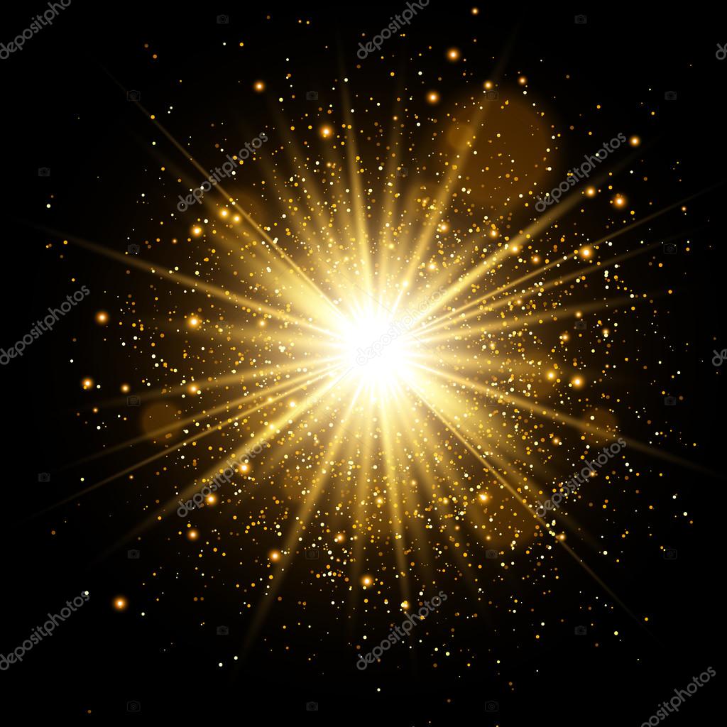 Pris udskiftelig fisk og skaldyr Golden Glow light effect. Star burst with sparkles. Vector Illustration  Stock Vector by ©Mr.Vander 122533684