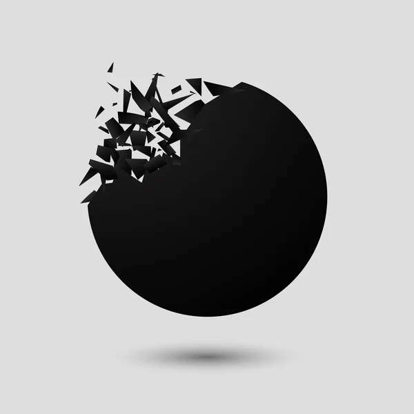 Explosión negra abstracta. Fondo geométrico. Marco redondo. Ilustración vectorial — Vector de stock