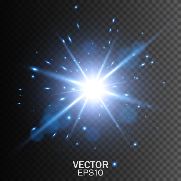 Efecto de luz brillante. Estallido de estrellas con brillantes.Ilustración vectorial — Vector de stock