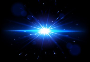 Blue Lens Flare. Vector glowing light effect. Star burst with sparkles clipart