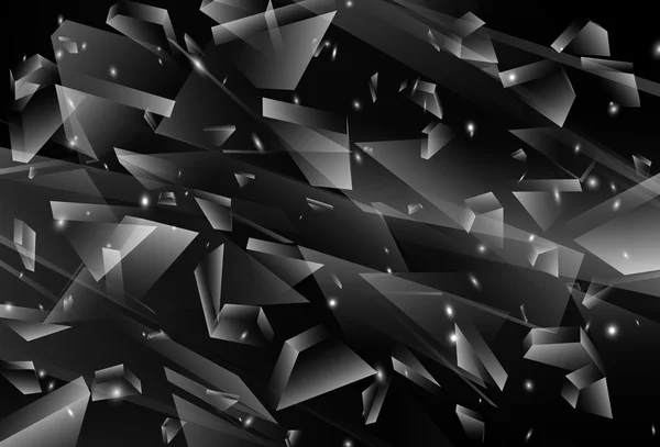 Abstracte zwarte 3D-explosie. Gebroken glas. Vectorillustratie — Stockvector