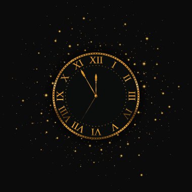 Yeni yıl altın saati. Mutlu noeller. Vektör illüstrasyonu EPS10