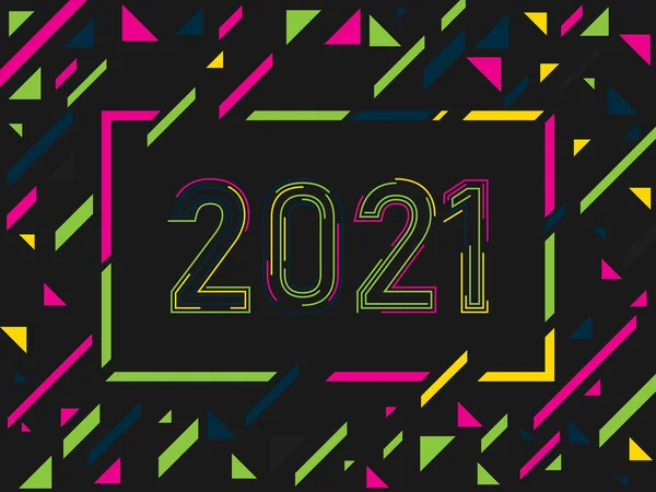 Новый 2021 Год Геометрический Фон 2021 Дизайн Логотипа Номера Векторная — стоковый вектор