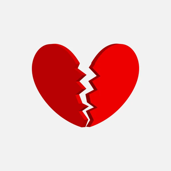 Broken Heart Icon Two Red Halves Broken Heart Vector Illustration — Stock Vector