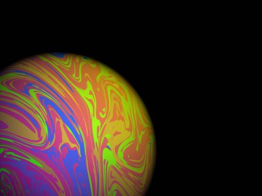 Siyah arka planda renkli bir gezegen. Vektör alanı arkaplanı EPS10