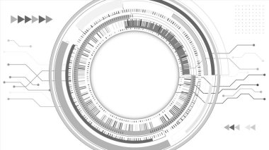 Soyut teknoloji kavramı. Siyah ve beyaz vektör illüstrasyonu EPS10