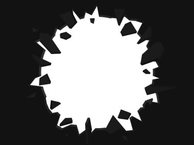 Duvar patlaması. Soyut patlama arkaplanı. Siyah ve beyaz vektör çizimi. EPS10