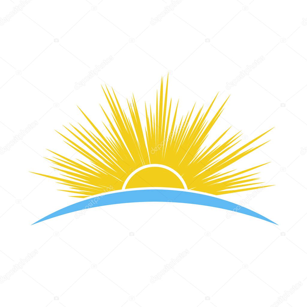 Sun and sea travel logo template. Vector illustration EPS10