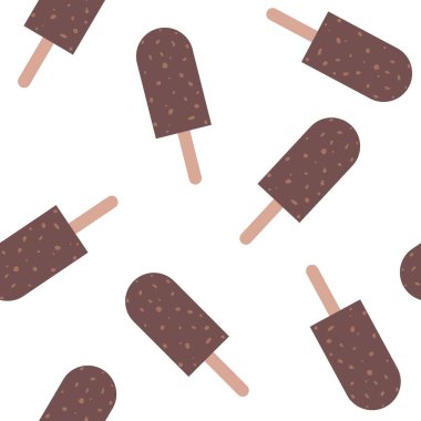 Dondurmayla kusursuz desen. Buz lolipoplu yaz arkaplanı. Vektör illüstrasyonu EPS10