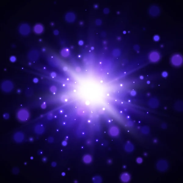 Licht Effect Sterrensprong Met Glitters Blauwe Vector Explosie Eps10 — Stockvector
