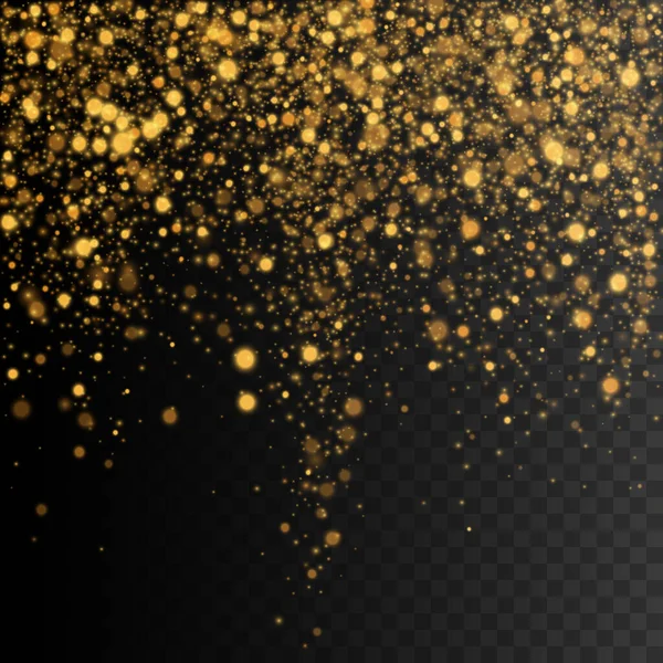 Gold Glitter Lights Background Transparent Light Effect Abstract Vector Illustration — Stock Vector
