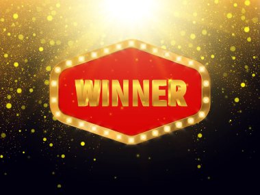 Retro ışık pankartı. Vektör çerçevesi. Altın parıltılı arkaplan. EPS10