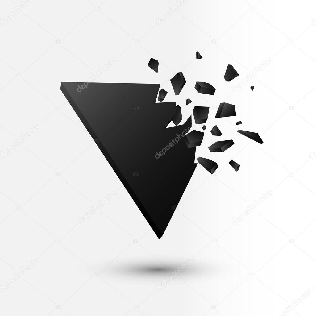 Triangle banner. Abstract black explosion. Geometric background. Vector illustration EPS10