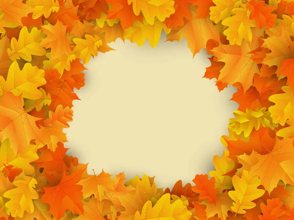 Herbst Hintergrund Mit Ahorn Und Eichenblättern Vektorabbildung Eps10 — Stockvektor
