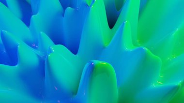 Üç boyutlu dalgalar. Modern renkli poster. Soyut arkaplan. 3B görüntüleme