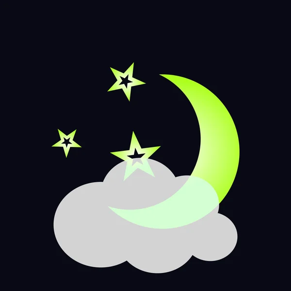 Luna y nube icono — Vector de stock