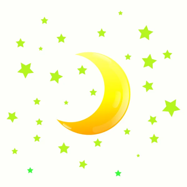 Luna vectorial y estrellas . — Vector de stock